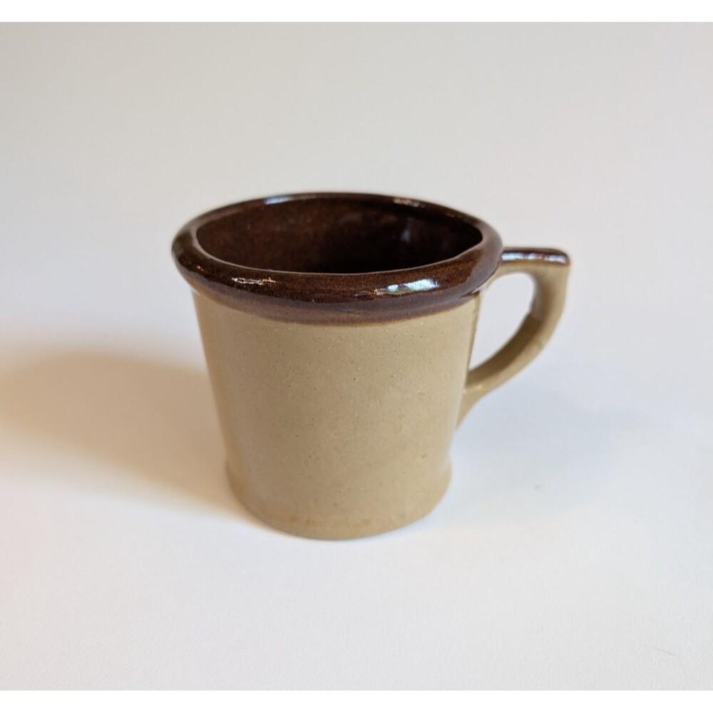 Vintage Stoneware Handmade Ceramic Pottery Mug - Two Toned Brown